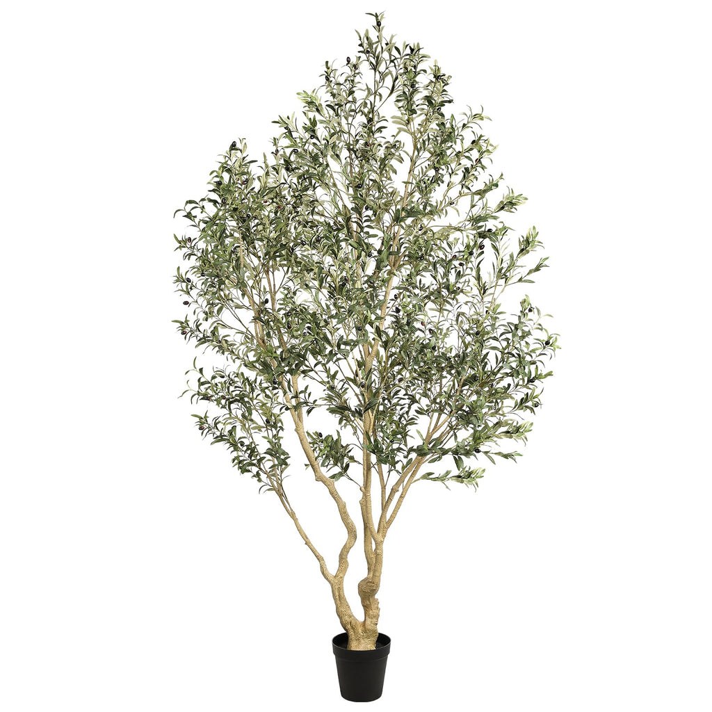 Realead Artificial Olive Tree 9ft - Large Faux Olive Tree with Realistic Leaves and Olives - Full and Grand Design Fake Olive Tree with Sturdy Base for Indoor Home Office Decor