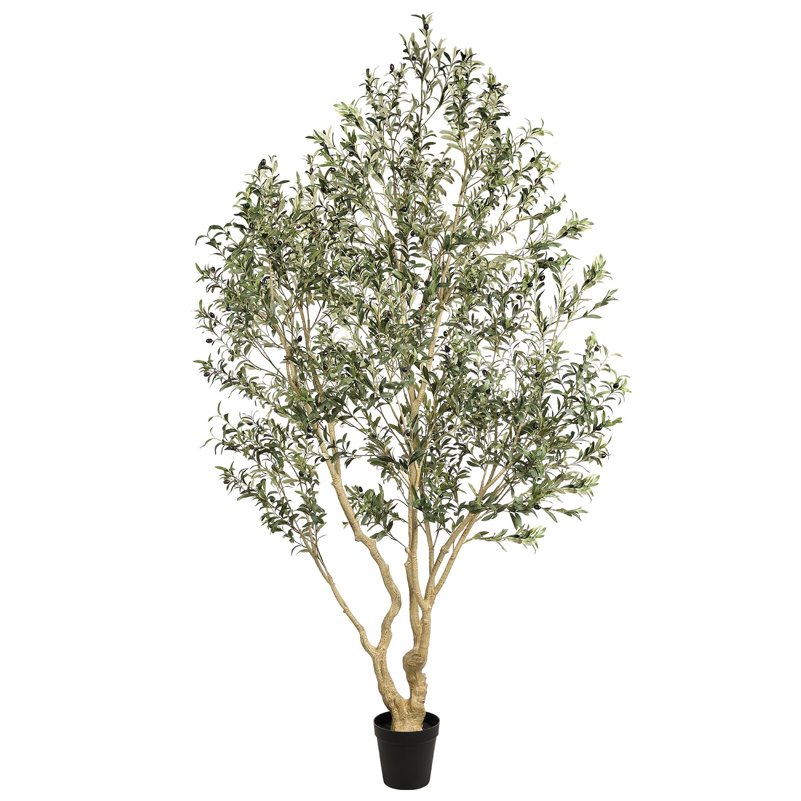 Realead Artificial Olive Tree 9ft - Large Faux Olive Tree with Realistic Leaves and Olives - Full and Grand Design Fake Olive Tree with Sturdy Base for Indoor Home Office Decor