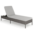 Martha Stewart Bedford Indoor-Outdoor Patio Chaise Lounge Chair with Adjustable Back and Rattan Wicker Finish in Gray with Gray All-Weather Cushions