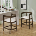 Christopher Knight Home Ebany 25.25" Barstools Set of 2, Rubberwood Counter Stool, Upholstered Seat Bar Chair, Curved Back Barstool, Open Design Stool for Kitchen Dining Island Table, Beige + Walnut