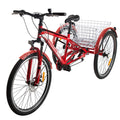 H&ZT Adult Tricycle, 3 Wheeled Bike, Trike Cruiser Bike, with 7-Speed Gear, Parking Brake Handle, Low Step, Large Rear Basket, Elderly Friendly, for Men, Women, and Teens