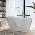 67" Acrylic Freestanding Bathtub, Modern Free Stand Bathtub with Chrome Drain & Overflow, Home Spa, Glossy White