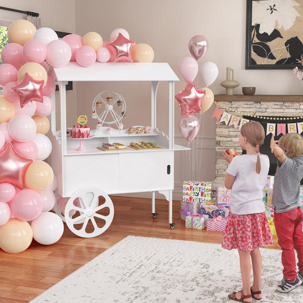 GDLF Candy Cart for Party - Cake Stand - Dessert Cart with Wheels & Storage Cabinet for Wedding, Baby Shower, Birthday & Party Decor