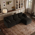 Novilla 104.3" Modular Cloud Couch, Modern Sectional Sofa with Smarts Coil® Support, Chenille Fabric, Upholstered Couch for Living Room Apartments Bedroom, No Assembly, 3 Seater + 1 Ottoman, Dark Grey