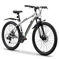 QARSWA 27.5 Inch Mountain Bike for Men and Women, Lightweight Aluminum Frame MTB with Dual Disc Brakes & 21-Speed Trigger Shifter, Comfort Foam Seat Adult Bicycle for Trail & Outdoor Riding,Silver