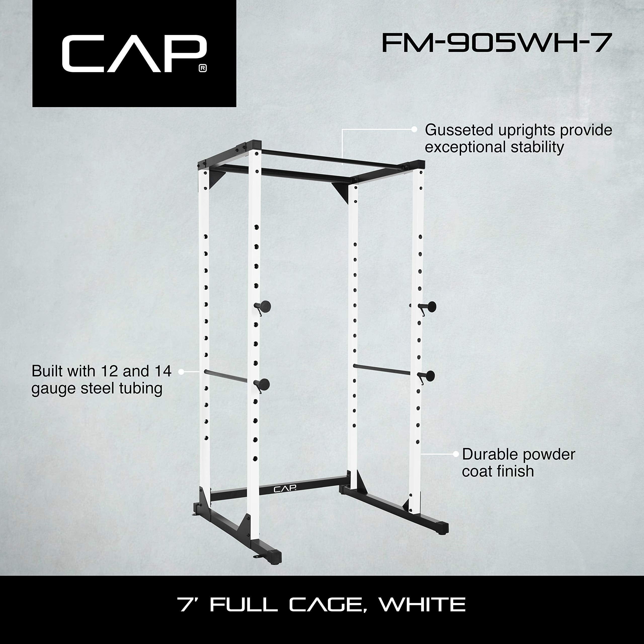 CAP Barbell Full Cage Power Rack, 7-Foot, White