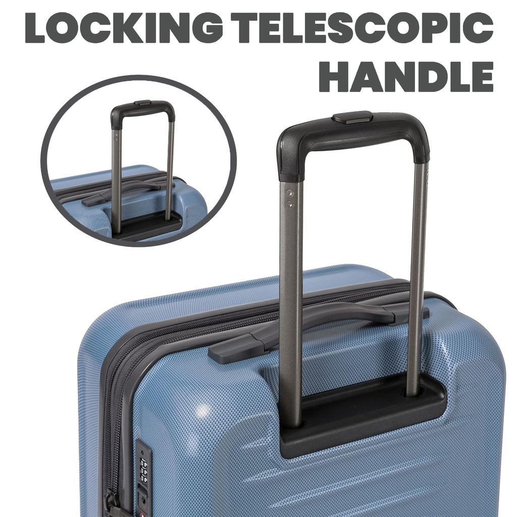 Spyder Rails Expandable Hardside Upright Suitcase with 360° Spinner Wheels, TSA Approved Lock (Denim, 3-Piece Set)