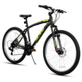 HH HILAND Mens and Womens Mountain Bike, 26 Inch 18 Speed Mountain Bicycle with Dual Disc Brake, Front Suspension Fork, High Carbon Steel Frame Urban Commuter Bike for Adults, Black Yellow