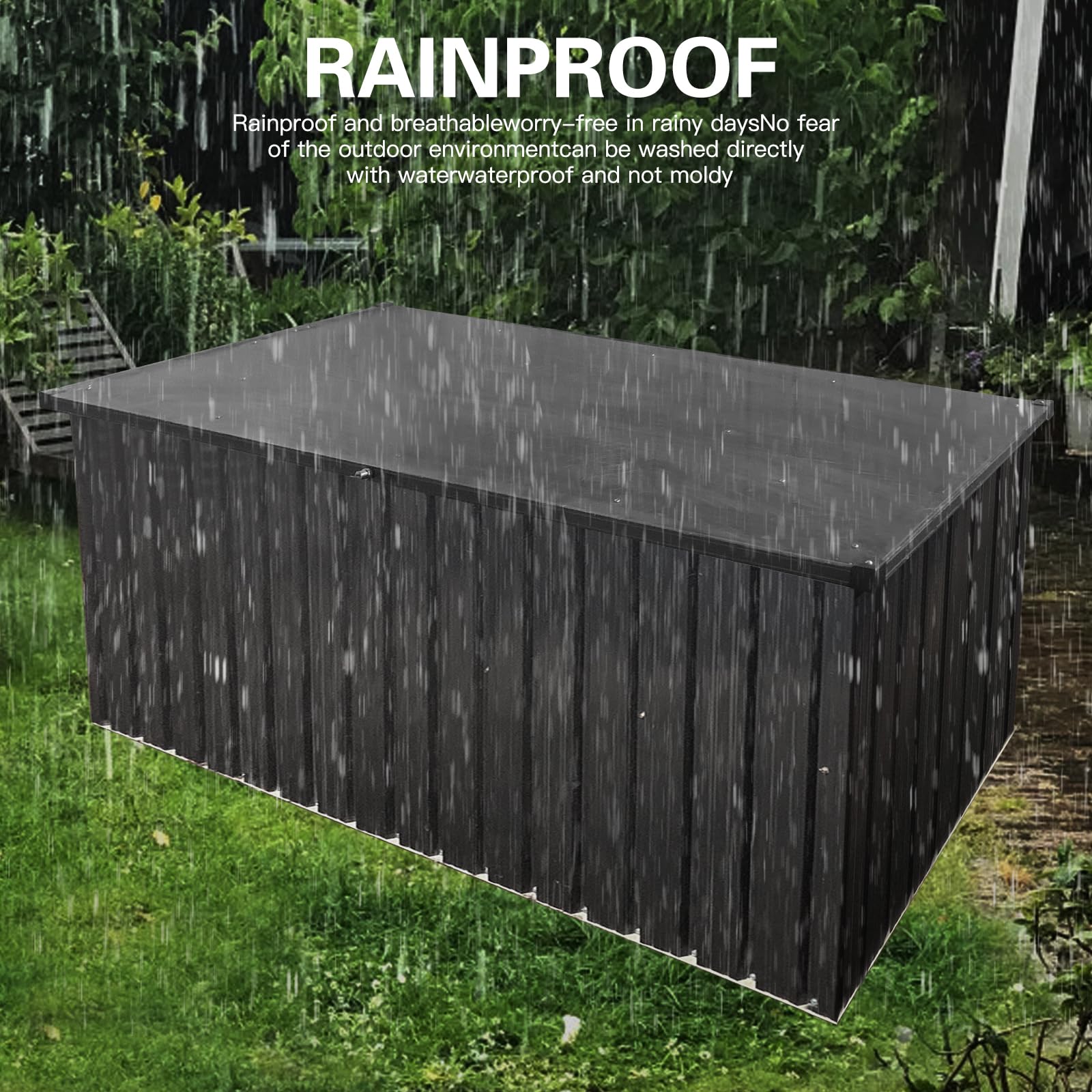 BouPower 215 Gallon Outdoor Storage Box,Waterproof Lockable Mental Deck Box for Patio Furniture Cushions Garden Tools