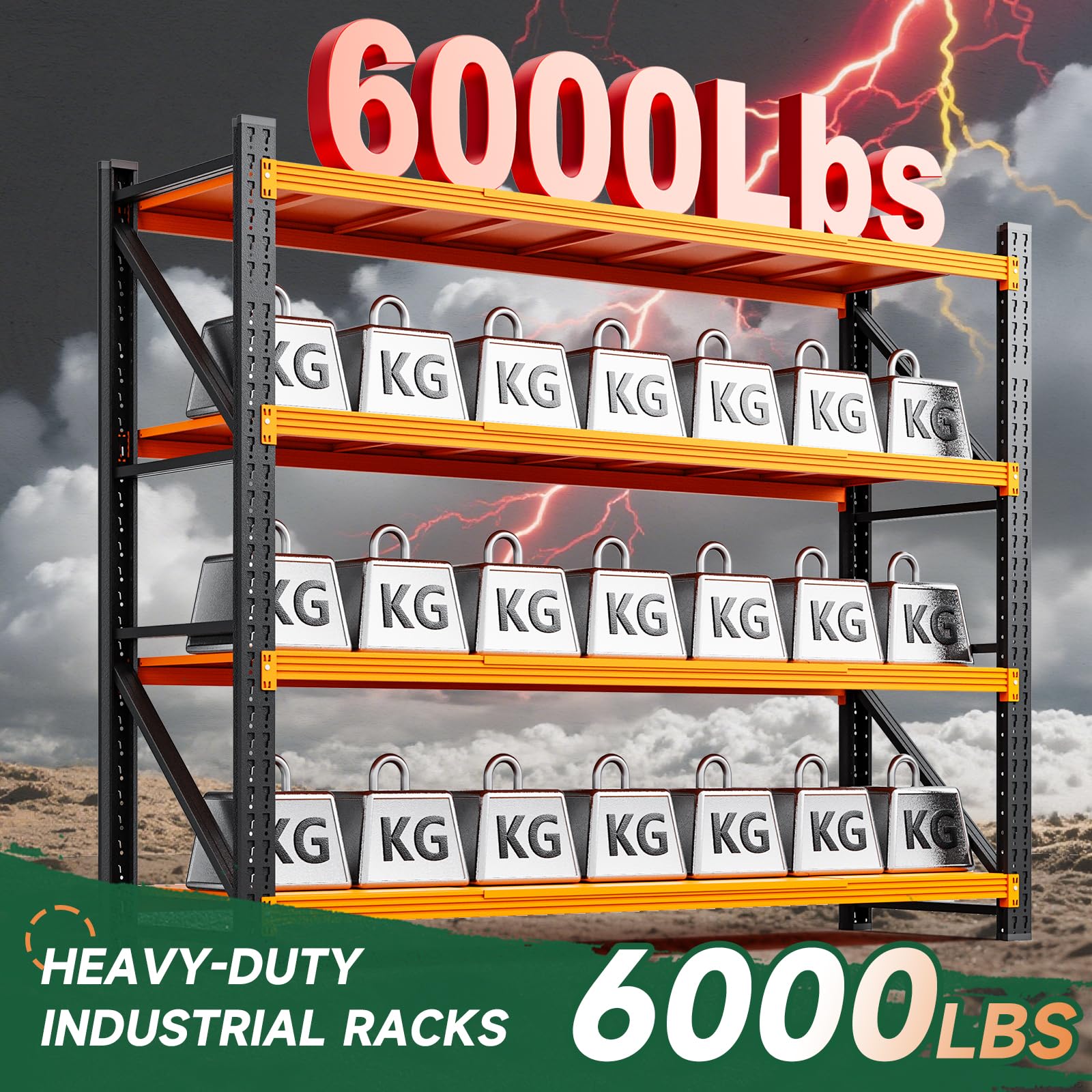 Letaya 6000LBS Heavy Duty Storage Shelves,79" H Metal Garage Shelving Units,4 Tier Large Tall Industrial Shelving,Adjustable Utility Rack Shelf for Warehouse,Basement (Orange, 79" W x 24" D x 79" H)