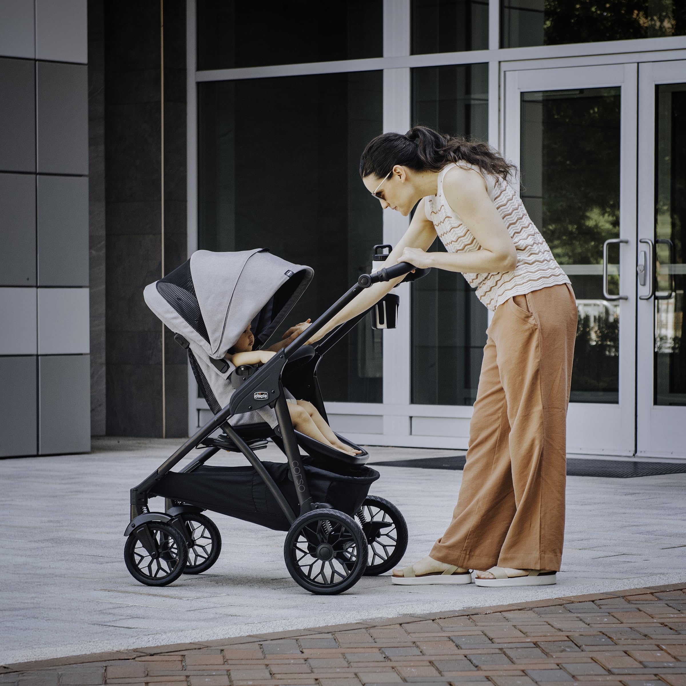 Chicco Corso LE ClearTex Modular Travel System, Corso LE Modular Stroller with KeyFit Max ClearTex Infant Car Seat and Base, Canyon/Grey