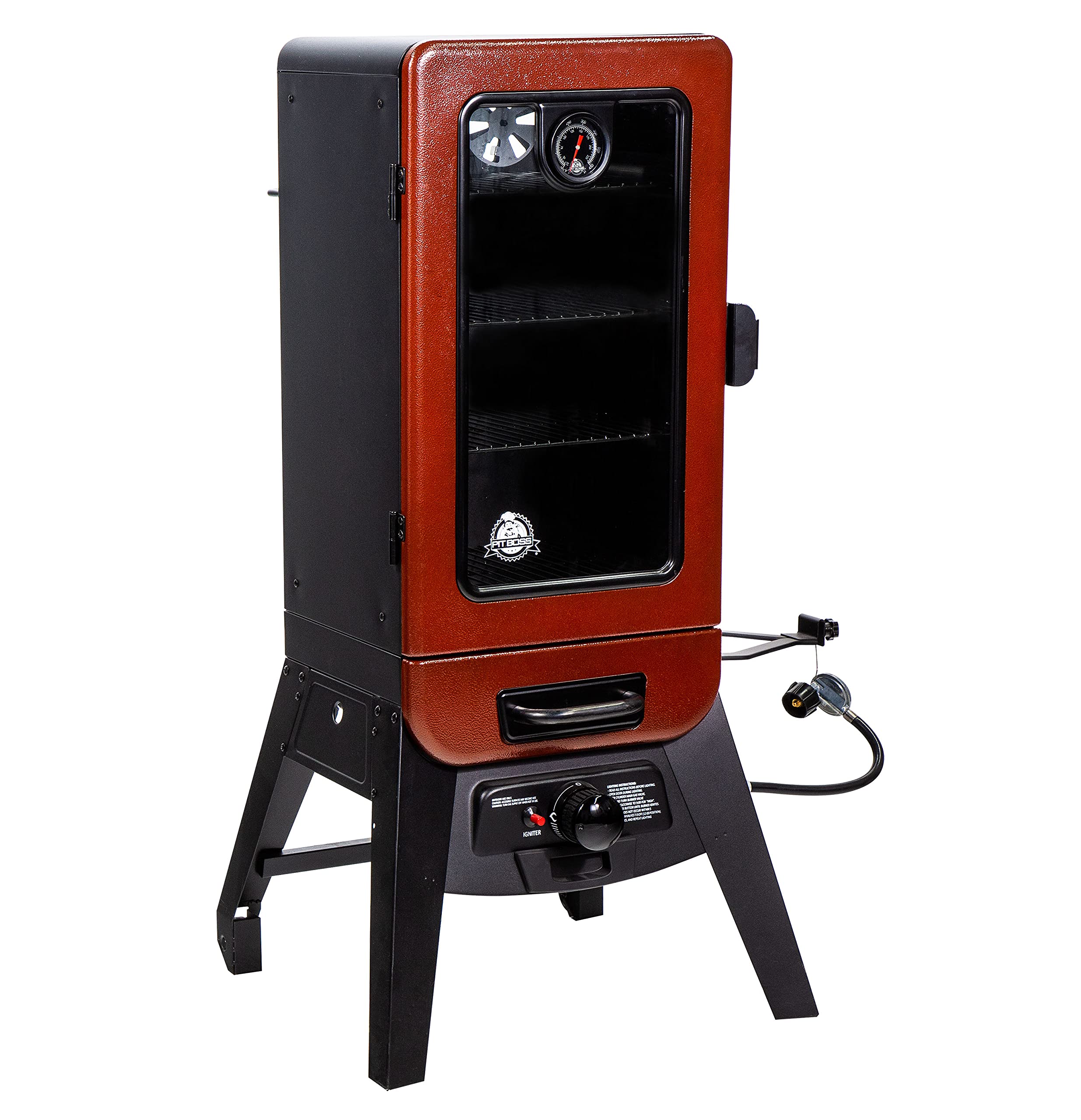 Pit Boss 3-Series Gas Vertical Smoker, Red Hammertone - 10773