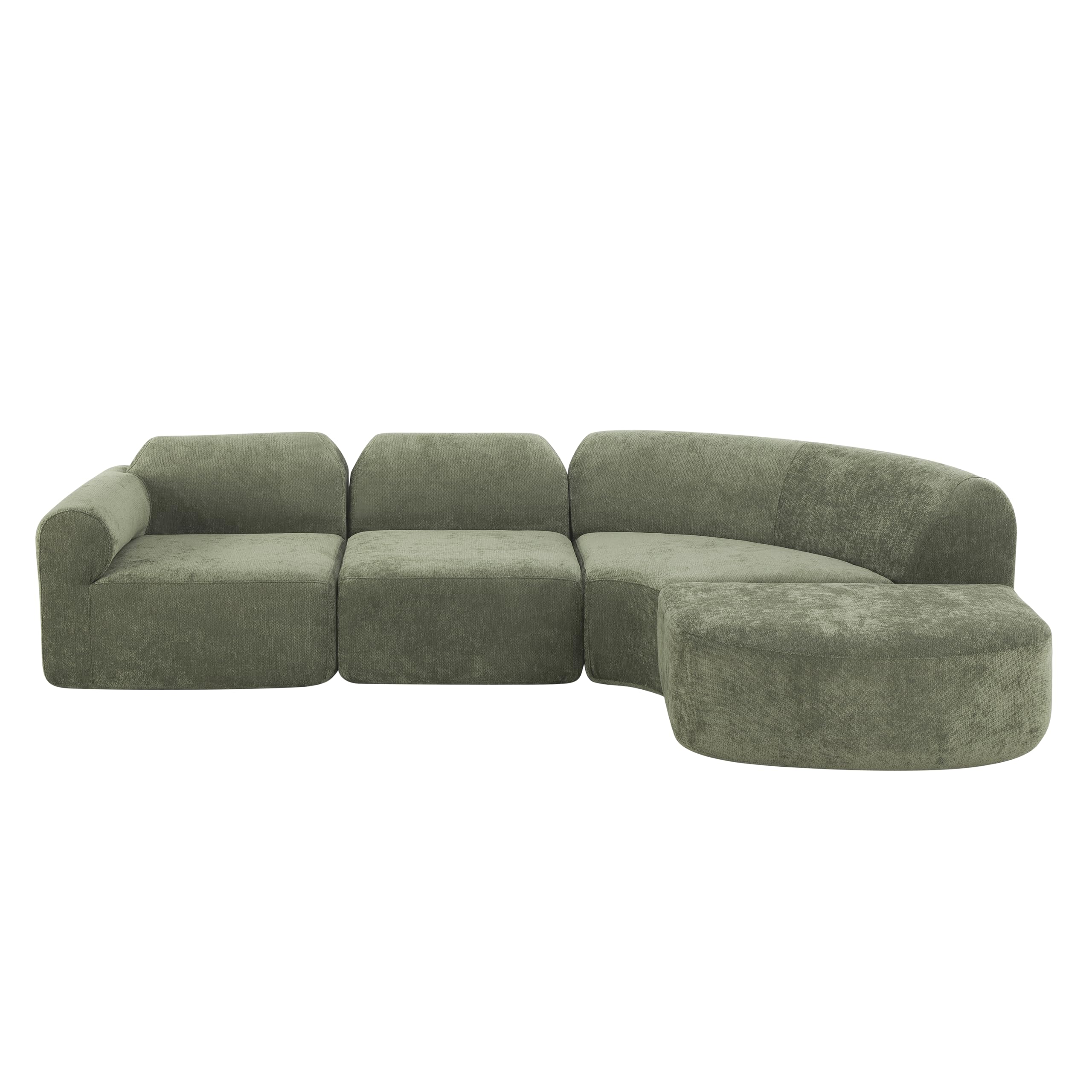 Christopher Knight Home Midel 111" Modular L-Shape Sofa Couch with Chaise Lounge, Modern Boneless Sofa for Living Room, Fabric Upholstered Cloud Couch with Deep Seat, Olive Green