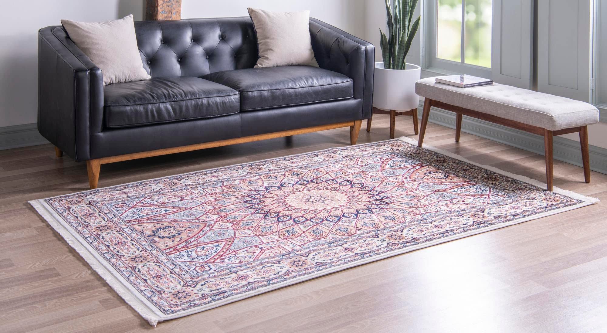 Unique Loom Narenj Collection Area Rug - Adams (10' x 13' 1" Rectangle Ivory/Burgundy)