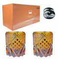 KazeoKoi Kazeako Crystal Whiskey Glasses, Amber Japanese Edo Kiriko Hand Cut Crystal, Vintage Textured Design, Bourbon Cocktail Tumbler, 2 Pack with Gift Box and Coasters (amber)