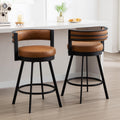 ONEVOG Swivel Counter Bar Stools Set of 2, 26.6 inch Seat Height Modern Barstools with Back and Metal Legs, Upholstered Funky Kitchen Island Chairs for 36"-40" Counters, Faux Leather Padded, Brown