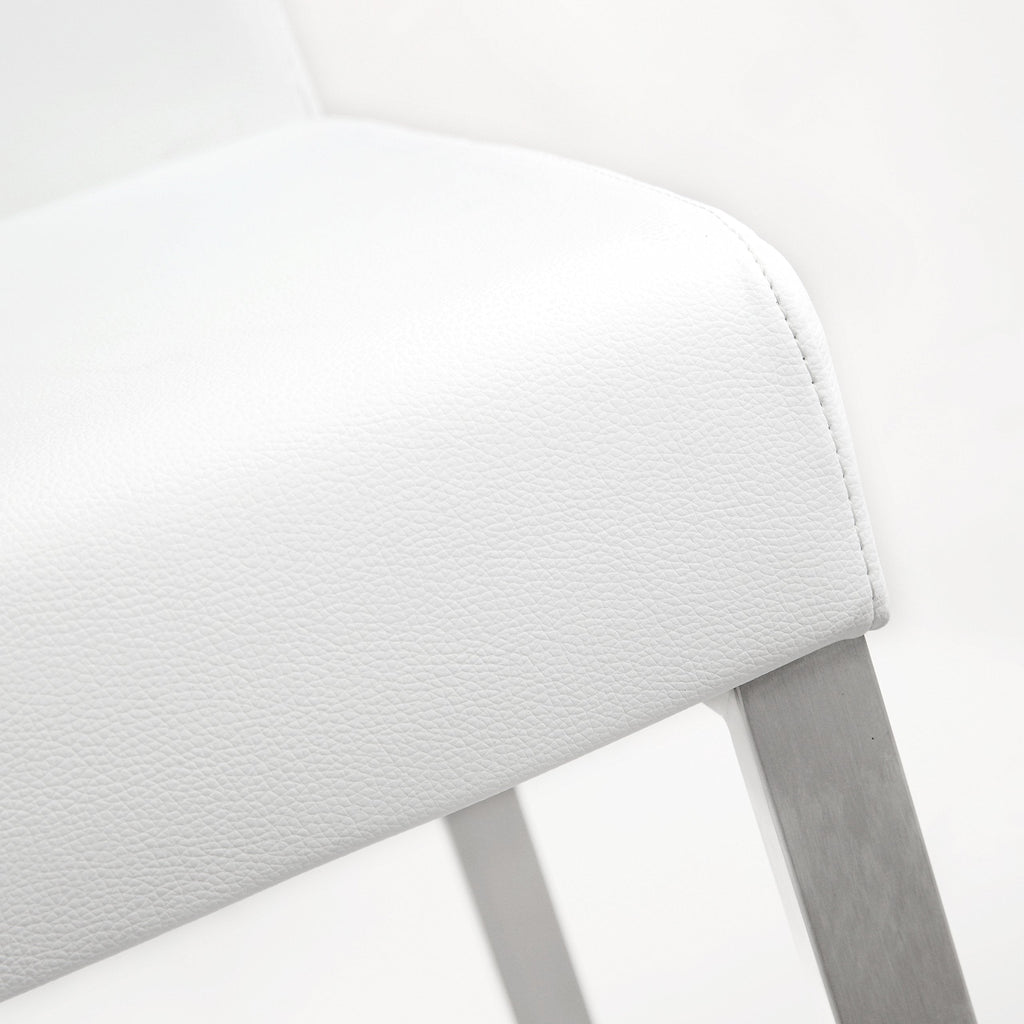 Tov Furniture Denmark White Performance Vegan Leather and Stainless Steel Counter Stool - Set of 2
