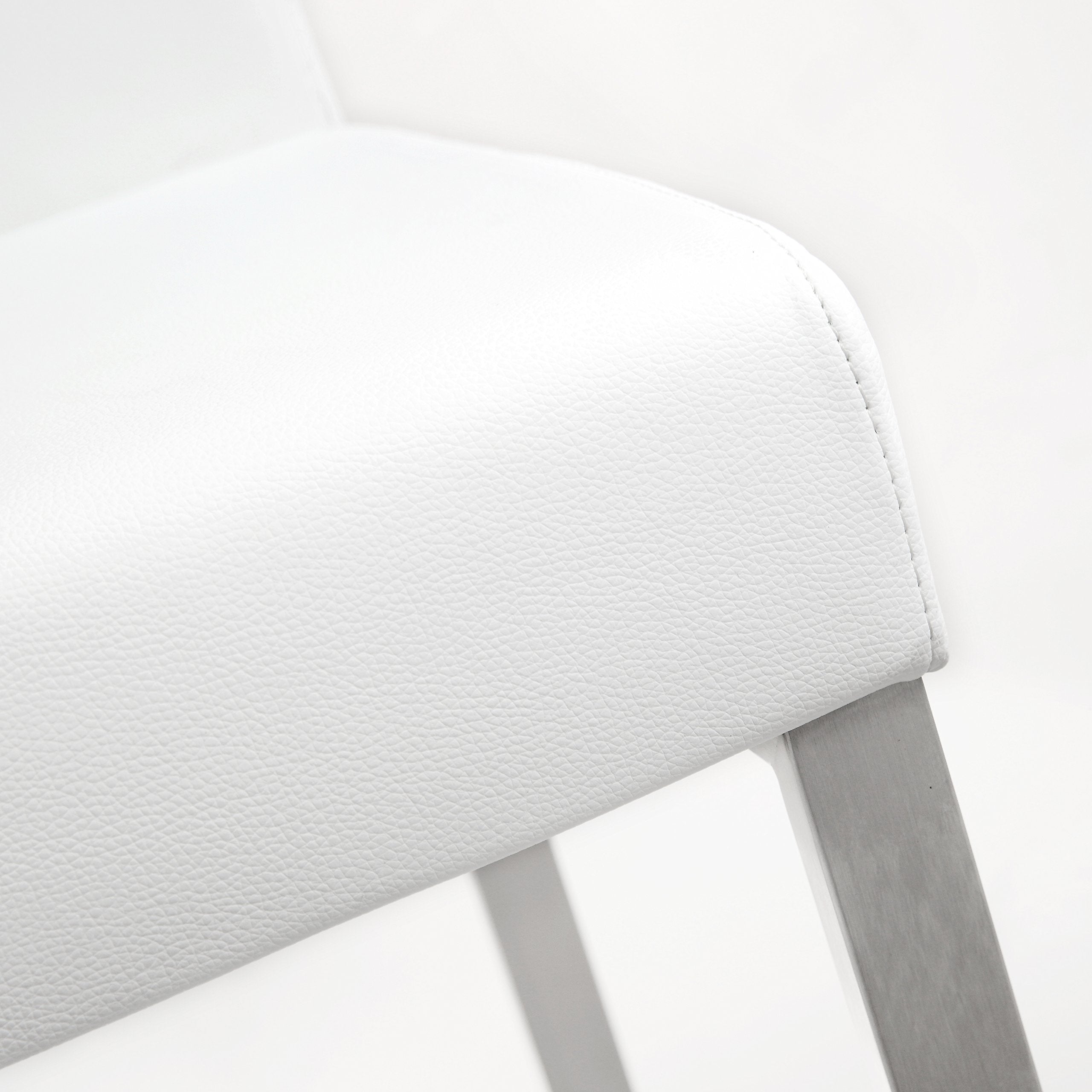 Tov Furniture Denmark White Performance Vegan Leather and Stainless Steel Counter Stool - Set of 2