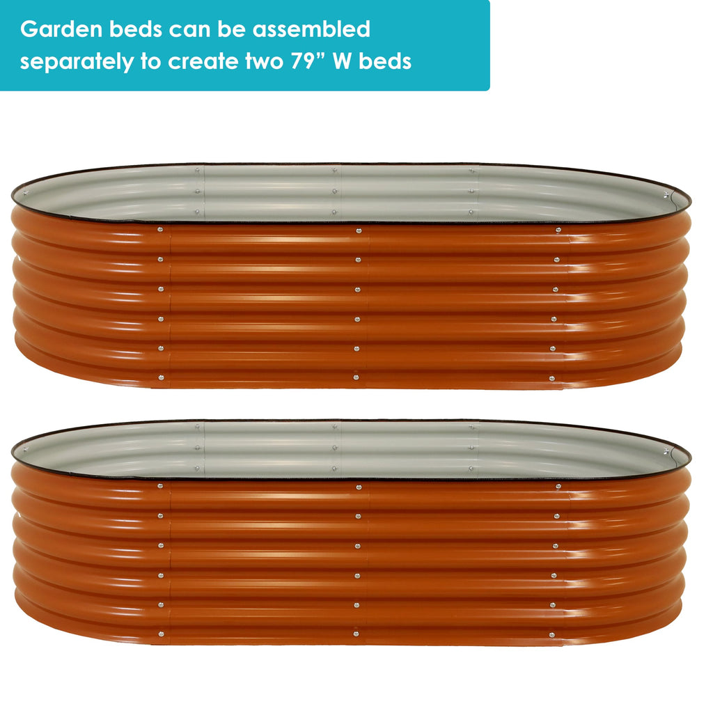 Sunnydaze 79-Inch Oval Raised Garden Bed - Stackable Steel Vegetable Flower Bed Planter Kit with Rubber Edge Trim - Brown