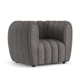 Furniture of America Glamour Contemporary Vertical Channel Tufted Boucle Accent Chair with Wooden Legs, Fabric Upholstered Armchair for Living Room, Bedroom, Office, Charcoal Gray