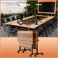JNMDLAKO Conference Room Table,Modular Large Folding Conference Table with Wheels,Flip-Top Mobile Training Tables for Office Meeting Classroom Seminar (6, White Walnut, 63in)