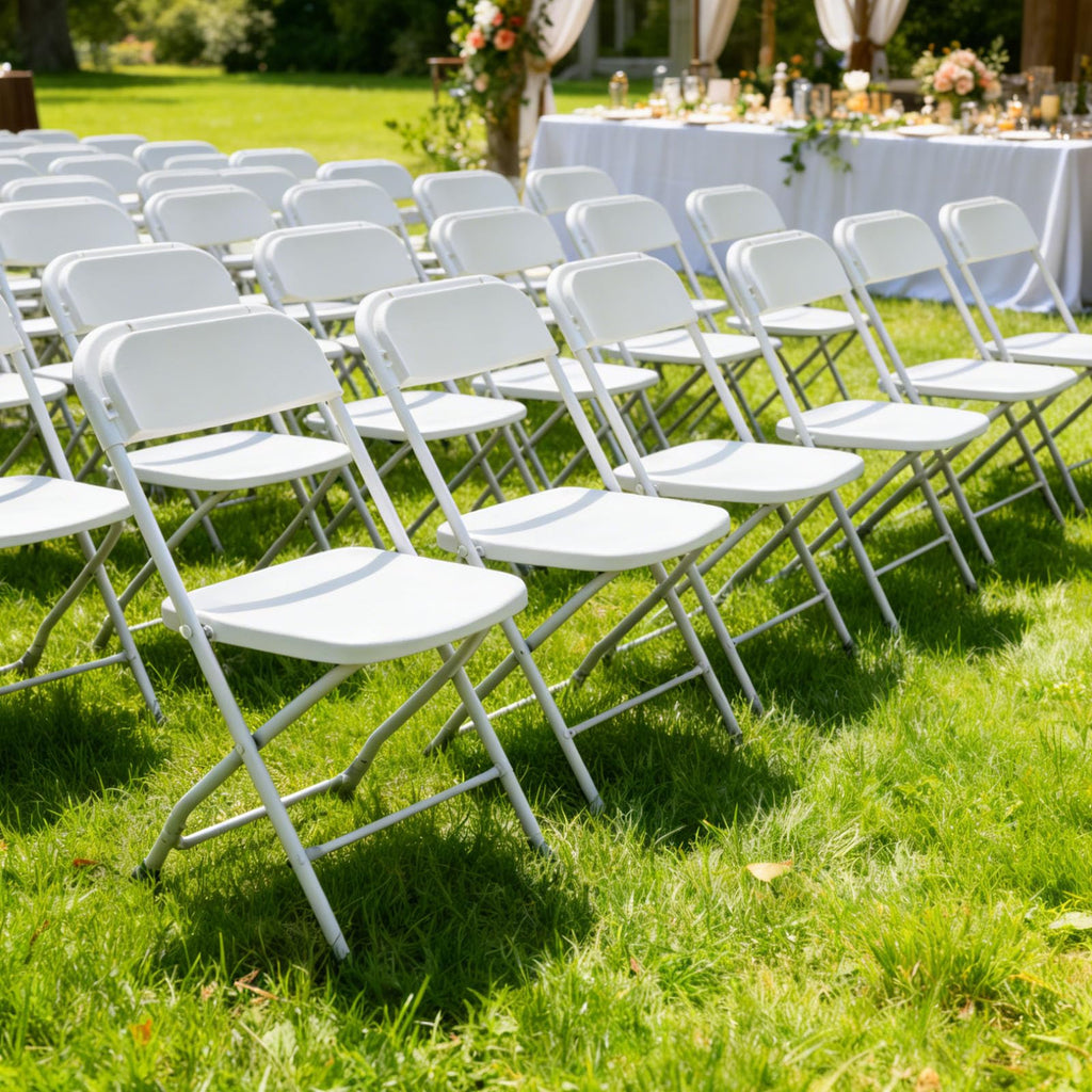 YLGJ&TIDY Plastic Folding Chair Set, Heavy Duty Stackable with Sturdy Frame,No Assembly Required Comfortable Indoor Outdoor Portable Chairs for Party Wedding Office (White PP, 20 Pack)