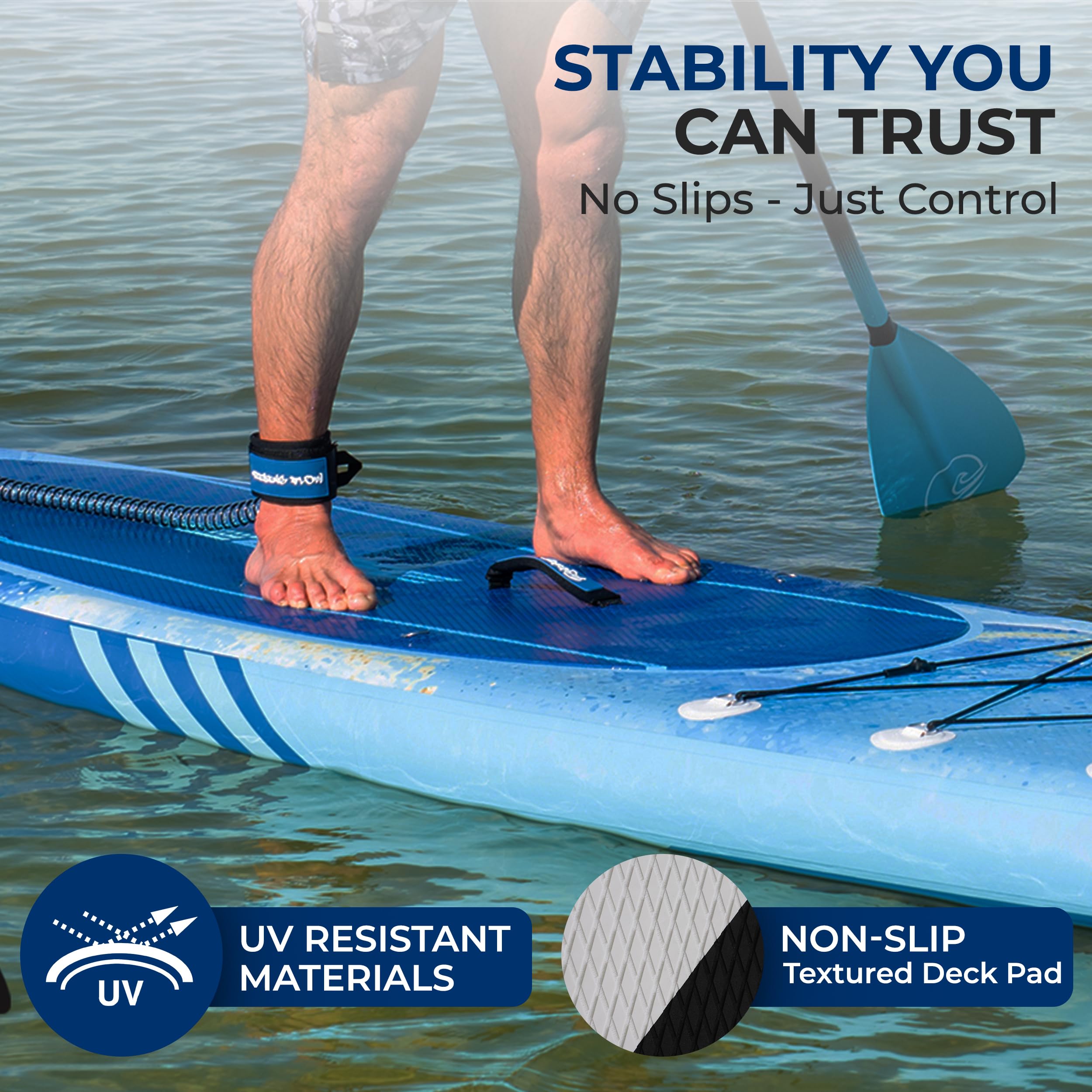 SereneLife 10’6” Inflatable Stand Up Paddle Board with Premium SUP Accessories - 32” Wide Stable Design with Non-Slip EVA Deck Pad, for Youth and Adults, 350 lbs. Capacity