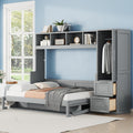 Ball & Cast Full Size Murphy Bed with Closet and 2 Drawers,Hidden Wall Bed with Storage Shelves,Multifunctional Foldable Platform Bed Frame for Samll Space,Bedroom,Guest Room,Easy Assembly,Gray