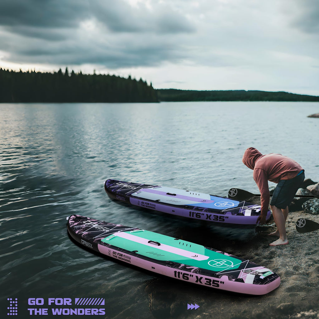 UPWELL 11'6"×35" Extra Wide Inflatable Paddle Board, Stand Up Paddle Board, Sup Paddle Boards for Adults, Mech Purple