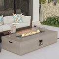 COSIEST Outdoor Propane Fire Pit Table, 56-inch x 28-inch Rectangle Gray Concrete-Like Finish, Certified, 50,000 BTU Stainless Steel Burner w Blue Fire Glass, Wind Guard, Raincover