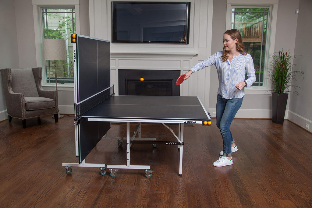 JOOLA Rally TL Professional MDF Indoor Ping Pong Table w/Quick Clamp Table Tennis Net & Post Set - 10 Minute Easy Assembly - Corner Ball Holders - Tournament Quality - Includes Playback Mode