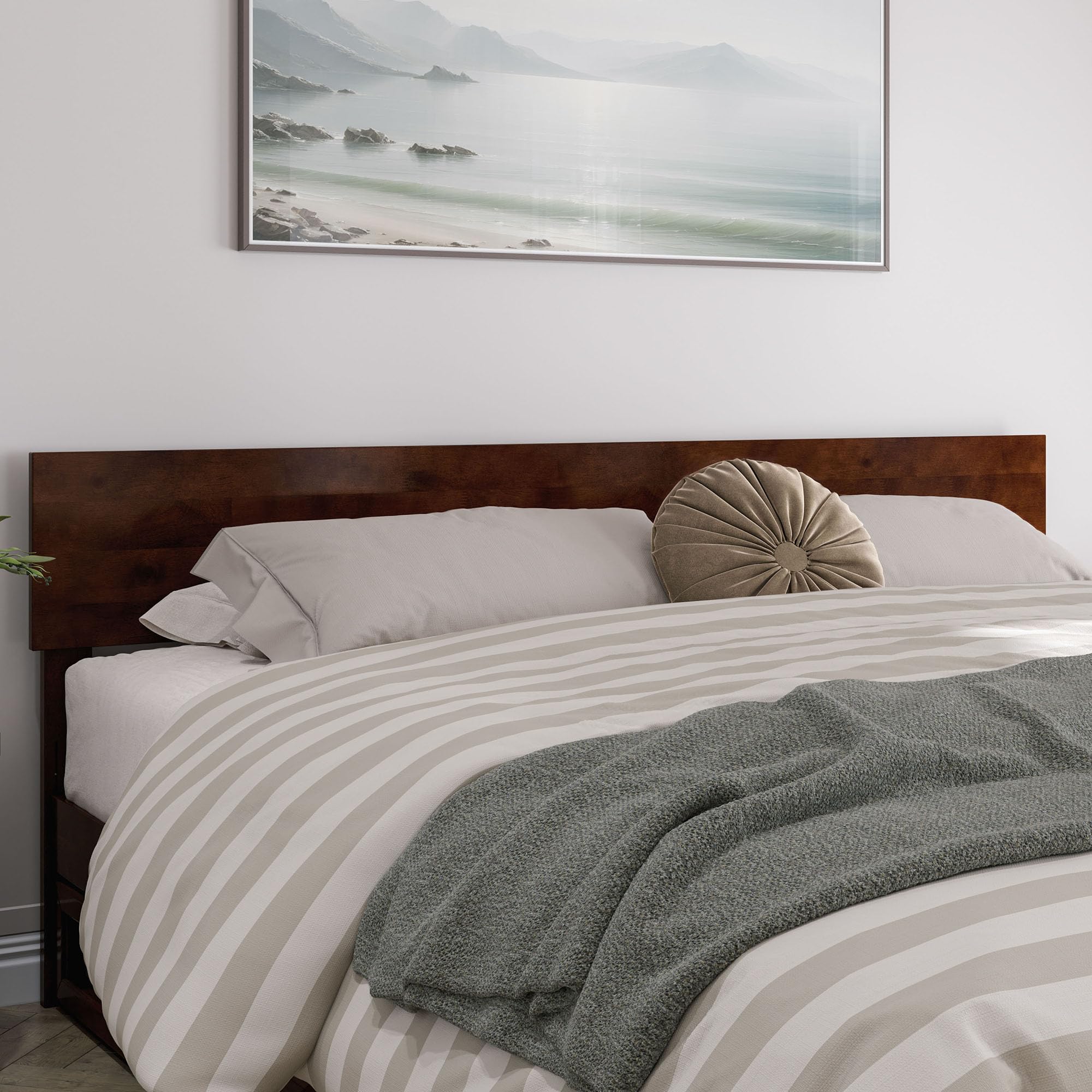 AFI, Wesley King Platform Bed with Panel Footboard & Storage Drawers, Walnut