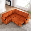 KEIKI 83" 4Seat Modular Sectional Sleeper Pull Out Bed Corduroy Sofa Couch with Chaise Storage Reversible USB Cup Holders for Creative Studio Modern Soft Bedroom Family Friendly Quality Design Orange