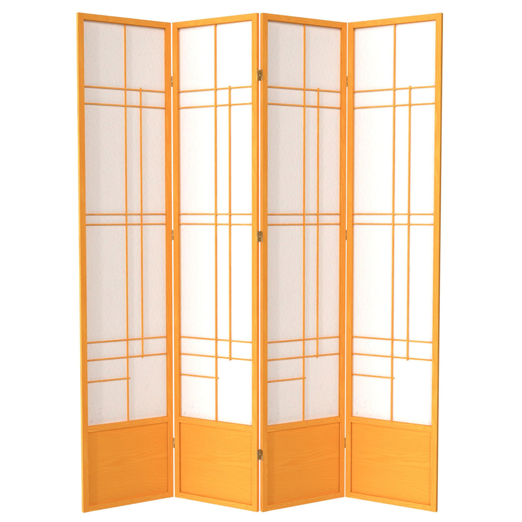 Red Lantern 7 ft. Tall Eudes Shoji Screen - Honey - 4 Panels