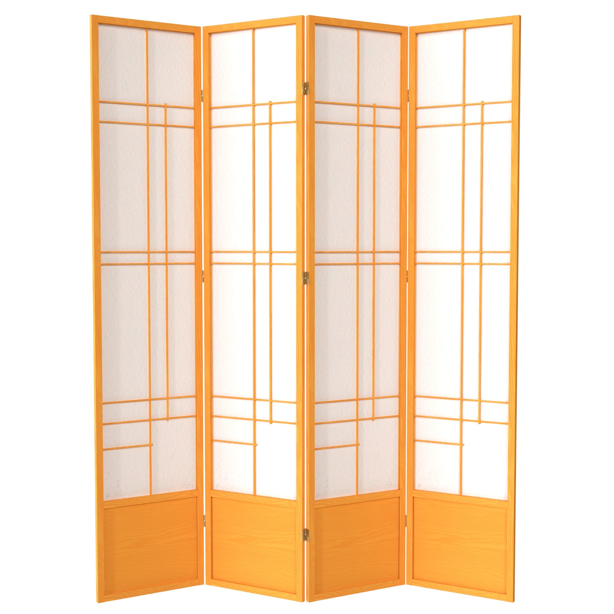 Red Lantern 7 ft. Tall Eudes Shoji Screen - Honey - 4 Panels