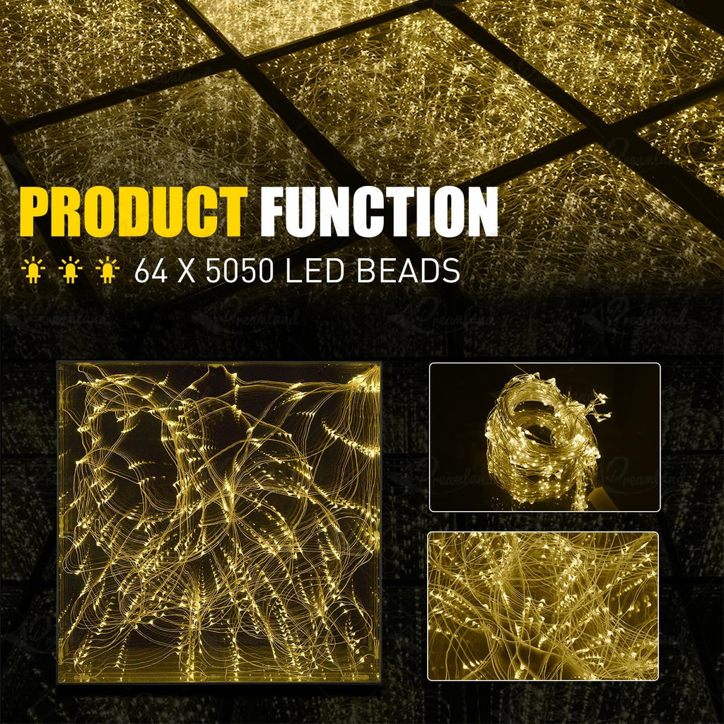 MOKA SFX 3D Mirror Gold Led Dance Floor Panels with Filght Case Nightclub Decoration Wedding Party Dancing Floor Tiles 8.2ft x 8.2ft 25pcs/lot (Magnetic)