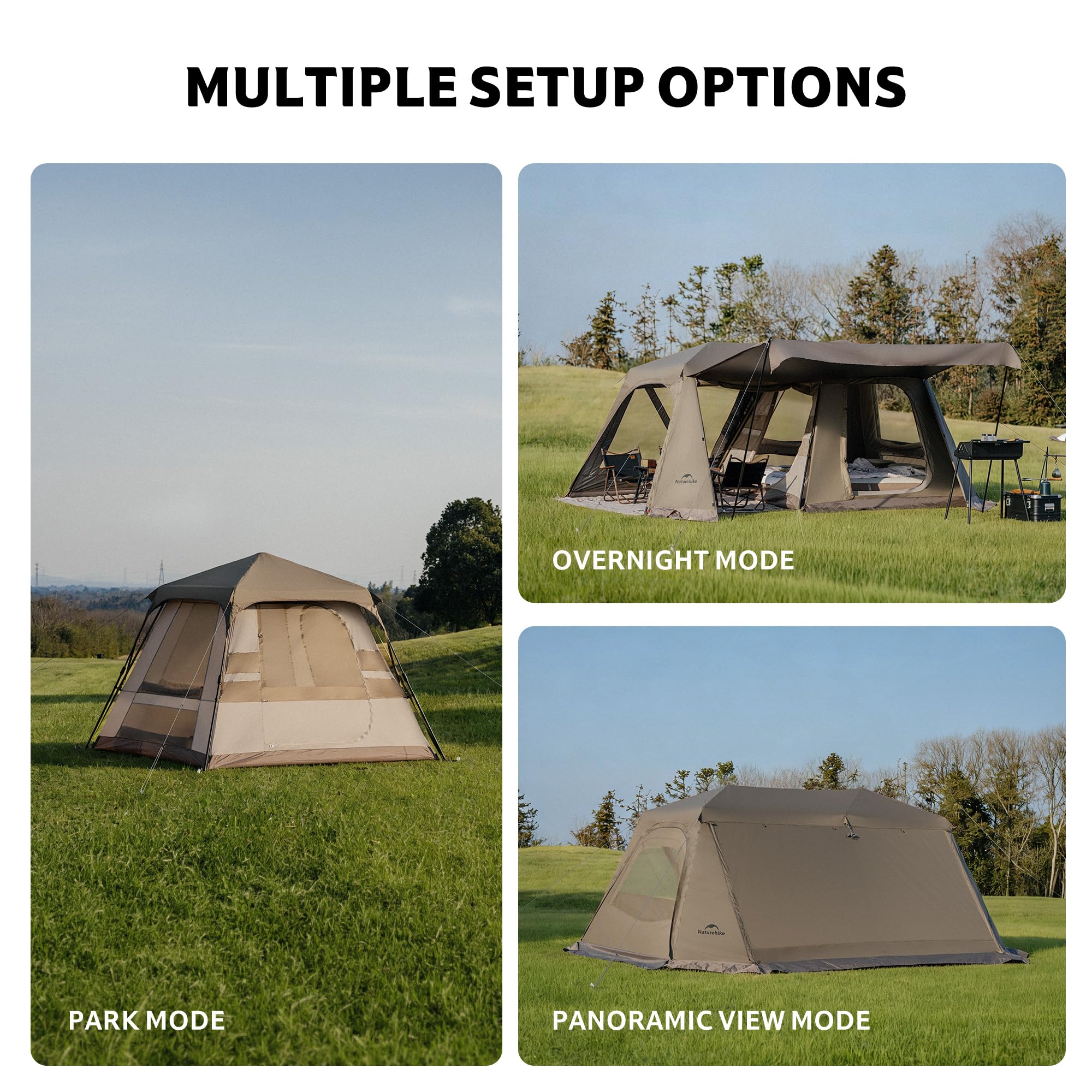 Naturehike Village Instant Tent, 4 Person 8 Person Camping Tent with Full Rainfly, Waterproof Large Cabin Tents for Car Camping