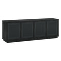 Henn&Hart TV Stand for TVs up to 78" with 2 Concealed Storage Cabinets, Rattan Insert Detailing, and Adjustable Shelves for Living Room, Family Room, or Office, Natural Black