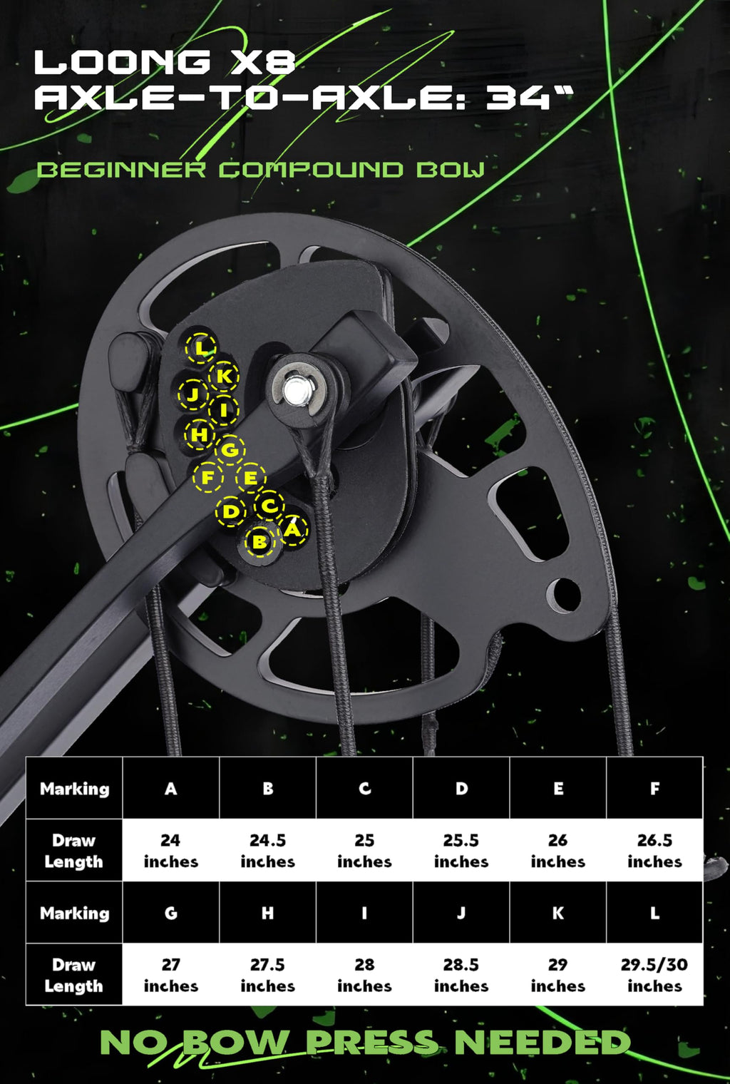 Compound Bow Kit, Hunting & Targeting, Gordon's Limb Made in USA, Draw Weight 20-70 lbs Adjustable, Draw Length 24”-29.5",up to IBO 320FPS Speed, Package with Archery Hunting (Black, Right Hand)