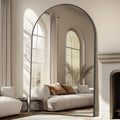 Arched Full Length Mirror, 76"X44" Oversized Black Floor Mirror Full Length, Tempered Glass Large Free Standing Mirror for Bedroom Living Room Clothing Store Gym, Aluminum Alloy Frame
