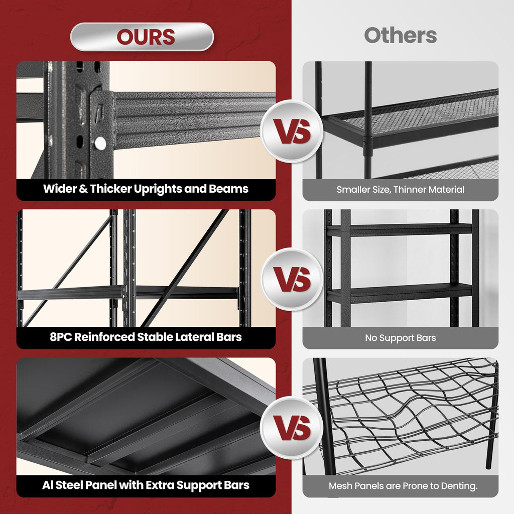 68" Wide Industrial Storage Shelves, 8000LBS Garage Shelving Heavy Duty, Standing Shelf Units, 4 Tier Metal Adjustable Storage Shelving Rack for Shop Warehouse Basement, 68'' W x 24''D x 63.5'' H