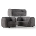Furniture of America Nimiane Modern Boucle 3 Piece Sofa Set with Curved Arms and Wooden Legs, Accent Furniture Sets for Living Room, Home Office, Bedroom, Lounge, Charcoal Gray