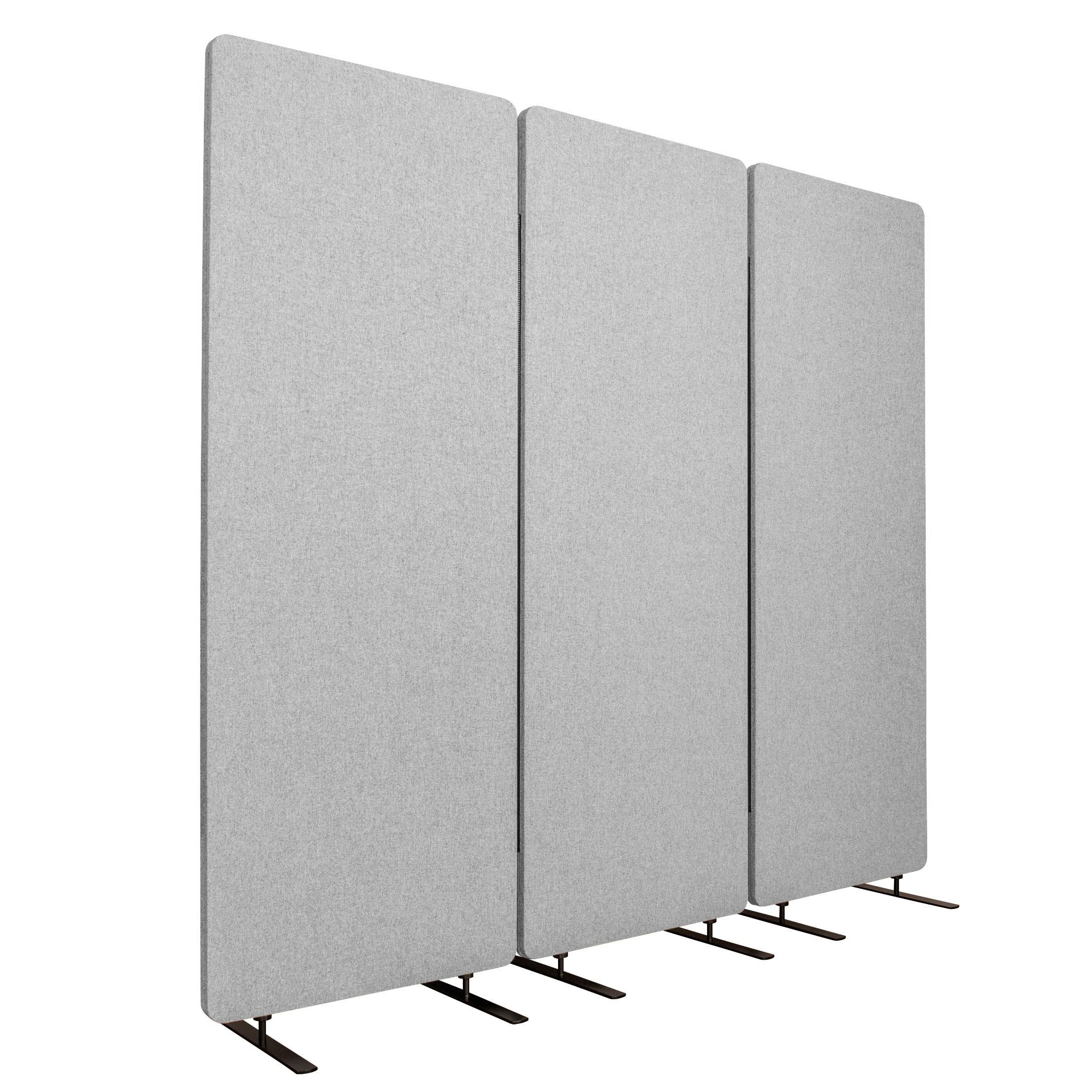 Stand Up Desk Store ReFocus Freestanding Noise Reducing Acoustic Room Wall Divider Office Partition (Cool Grey, 72" x 66", Zippered 3-Pack)