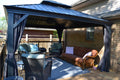 PURPLE LEAF 13' X 15' Permanent Gazebo with Metal Roof Outdoor Hardtop Gazebo for Patio Lawn and Garden Curtains and Netting Included Grey