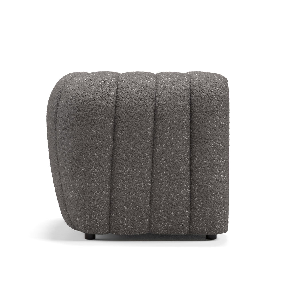 Furniture of America Glamour Contemporary Vertical Channel Tufted Boucle Accent Chair with Wooden Legs, Fabric Upholstered Armchair for Living Room, Bedroom, Office, Charcoal Gray