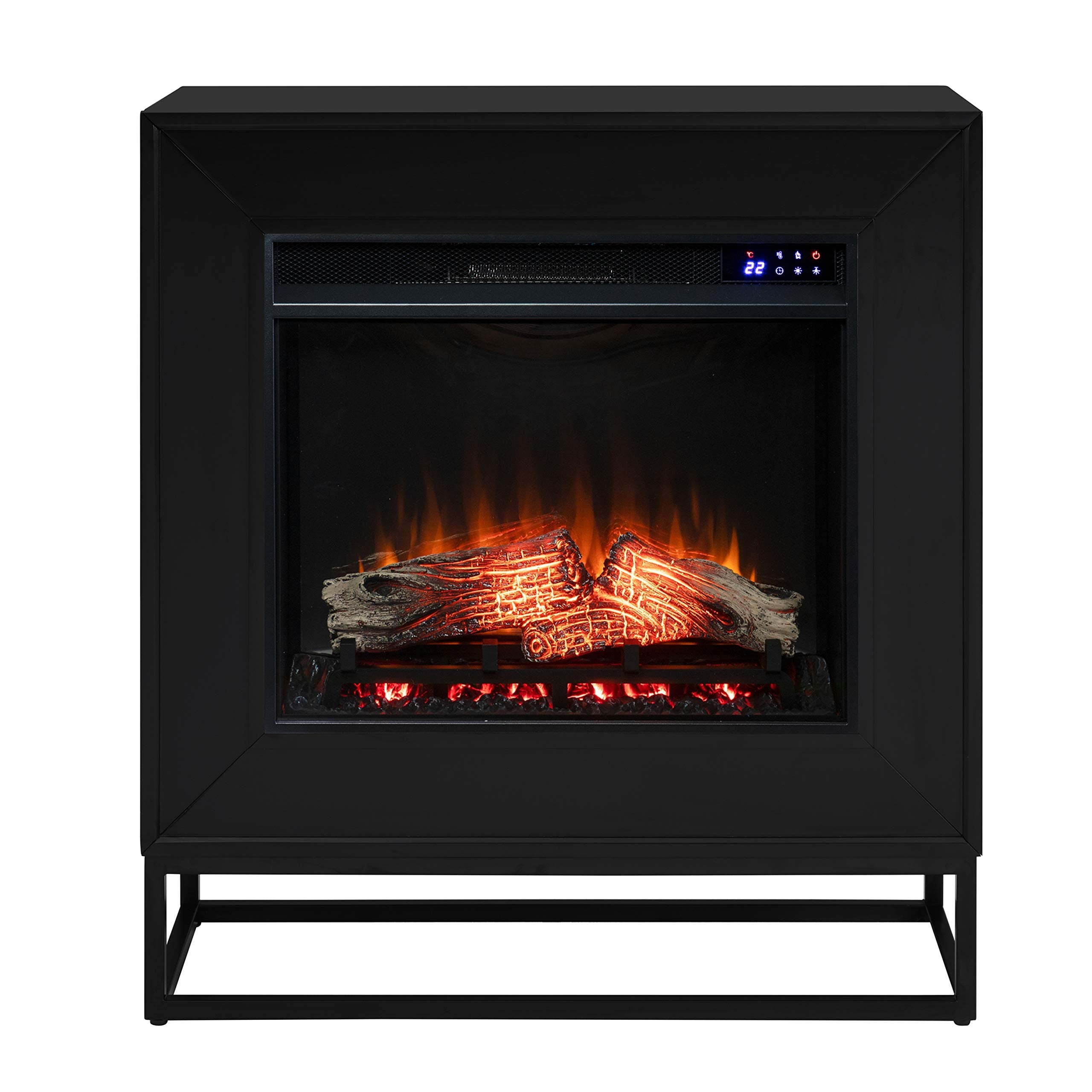 SEI Furniture - Holly & Martin Frescan Contemporary Touch Screen Electric Fireplace - Modern Design, Black Glass and Wood - Ideal for Living Room, Bedroom (FR1063059)