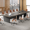 Nuipesn 118 Inch Rectangular Conference Table, 10FT Meeting Table for 10-12 People, Built-in Power Outlets and USB Charging Ports, Cable Management, 2 Inch Thick Top, Walnut and Charcoal Gray