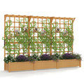 Aoxun 108" Raised Garden Bed with Trellis, Wood Planter Container with Hanging Roof & Garden Boxes for Climbing Plants Flowers Vine (3 piece)