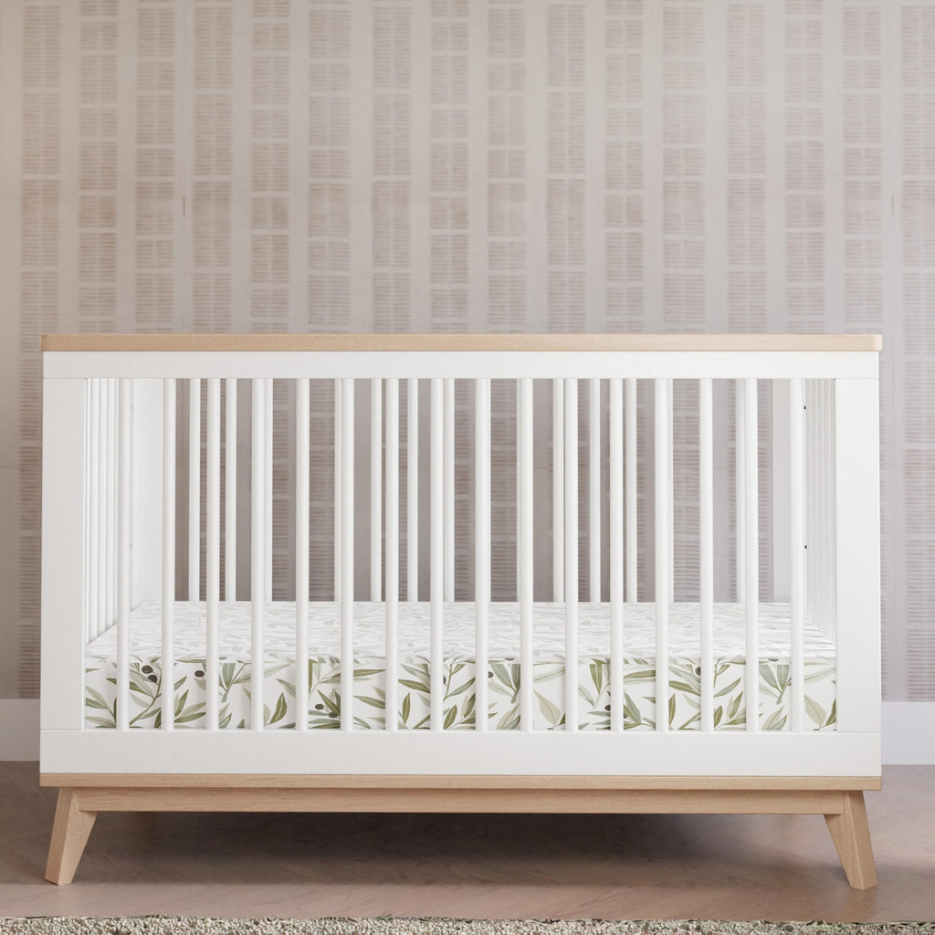 Babyletto Scoot 3-in-1 Baby Crib Convertible to Wooden Toddler Bed, Daybed - GREENGUARD Gold Certified - Easy Assembly, Made of 100% Solid Wood - Includes Toddler Conversion Kit - White/Washed Natural