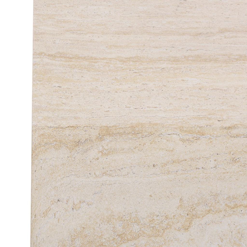 SAFAVIEH Outdoor - Tina Rectangle Coffee Table - Travertine-Effect - Fully Assembled - Weather Resistant - Ideal for Deck, Patio, Backyard, 39.4" W x 23.6" D x 10.6" H (PAT6213A)